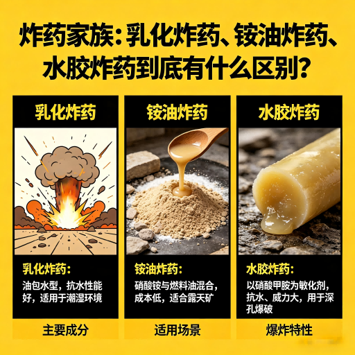 汪清炸药家族：乳化炸药、铵油炸药、水胶炸药到底有什么区别？
